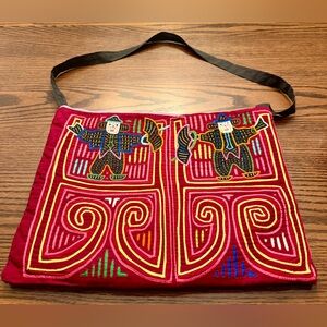 Mola Scarecrow Shoulder Purse Bag Kuna Guna Vintage Panama Retro Travel Souvenir